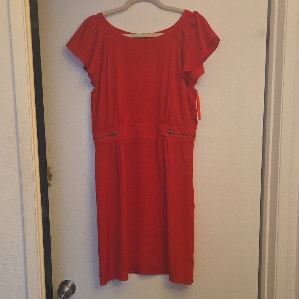 Gianni Bini Red Flutter-Sleeve Midi Dress